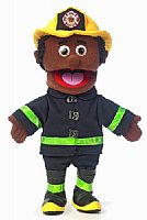 14" Full Body Puppet - Black Fireman 
