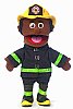 14" Full Body Puppet - Black Fireman 
