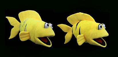 Yellow Blacklight Puppet Fish Set